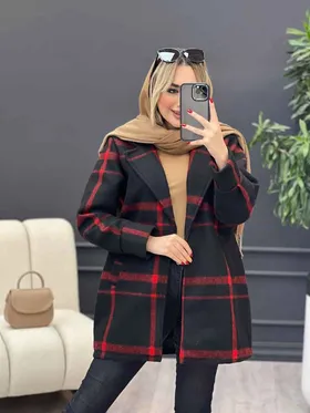 پالتو چهارخونه یقه انگلیسی