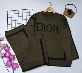 ست بلوز شلوار بافت Dior مدل کایرا کد 40200 (سبزتیره)