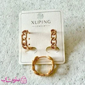 گوشواره حلقه‌ای کارتیه ژوپینگ طلایی رنگ کد 2391