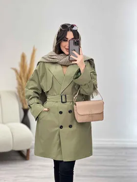 بارانی بلند شش دکمه دو جیب