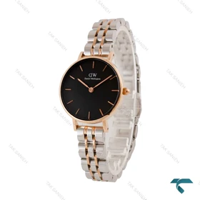 دنیل ولینگتون مینی زنانه دو رنگ رزگلد صفحه مشکی DW-6000-24-L