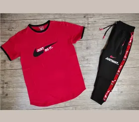 ست تیشرت آستین کوتاه و شلوار JUSTDOIT قرمز