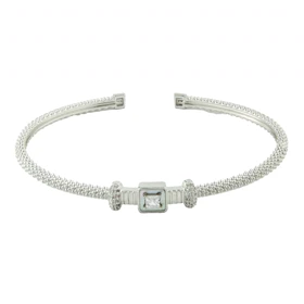 دستبند زنانه بنگل مدل مربع نگینی