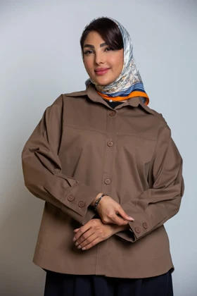 بارانی کتان پارکا مانلی (قهوه ای)