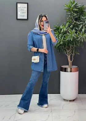 مانتو جین بهاره جلو دکمه