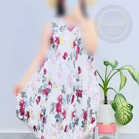 پیراهن ساحلی کوتاه پلیسه طرح‌دار