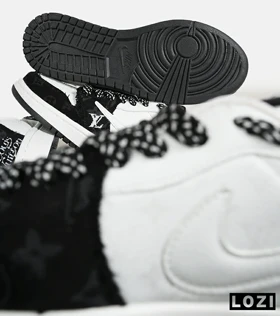 کفش کتانی مردانه و زنانه مشکی سفید NIKE LOUIS VUITTON x travis scott