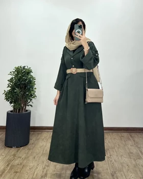 پیراهن مانتویی پاییزه تبسم همراه با کمربند