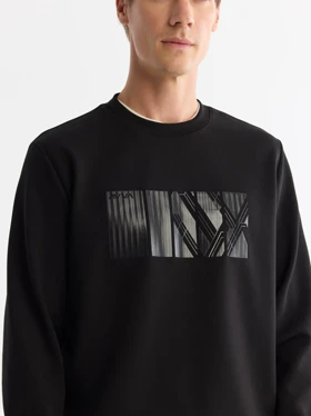 سویشرت یقه گرد مشکی طرح دار / برند آووا ترکیه AVVA