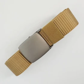 کمربند مردانه و زنانه برزنتی با طراحی اسپرت و کیفیت بسیار عالی کد 30200 (نخودی سگک نقره ای)