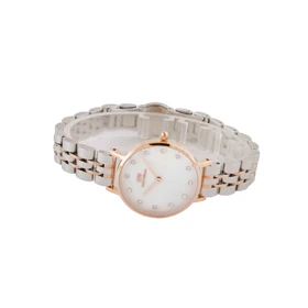 ساعت زنانه دنیل ولینگتون دورنگ رزگلد صفحه سفید نگینی DW-5410-L