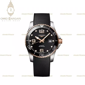 ساعت مچی لونژین اتوماتیک بند رابر مشکی بزل طلایی Longines