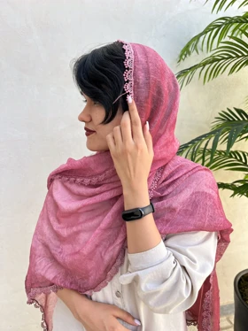 شال حریر دانتل دار وارداتی 4414