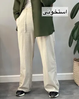 شلوار نیم بگ لینن زنانه