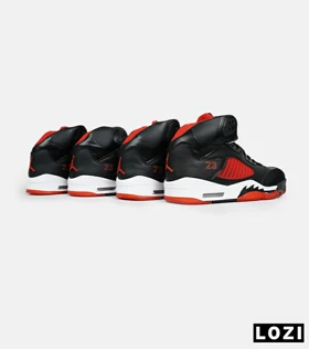 کتانی ساق‌دار زنانه و مردانه مشکی قرمز Nike air jordan 5 مدل 6475