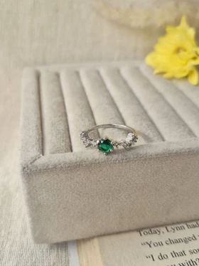 انگشتر جواهری فری سایز دایره سبز