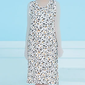 پیراهن زنانه آستین حلقه یقه گرد چاپدار بلکس (نیکوتن پوش) کد 15416