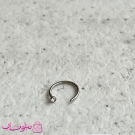 پیرسینگ بینی حلقه‌ای مدل نگینی نقره ای رنگ کد 296