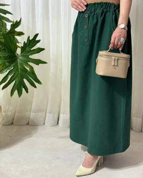 دامن لینن جیب‌دار 6014