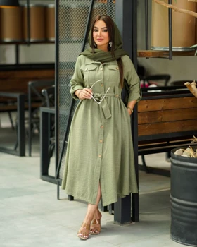 مانتو پیراهنی زنانه دکمه چوبی کد815