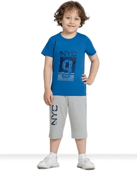 ست راحتی پسرانه نخی طرح - nyc برند سیلکا