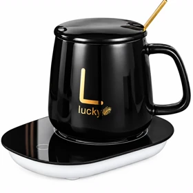 ماگ گرم کن دار لاکی Lucky مدل Temperature Cup ظرفیت 400 میلی لیتر (مشکی)
