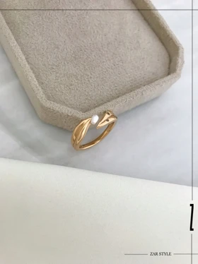 انگشتر کاف برگ و مروارید