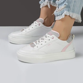 کفش و کتانی ونس راحتی زنانه و دخترانه مدل برشکا bershka رنگ سفید صورتی کد M1460