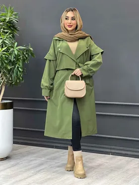 بارانی بلند سرشانه ژیله دار