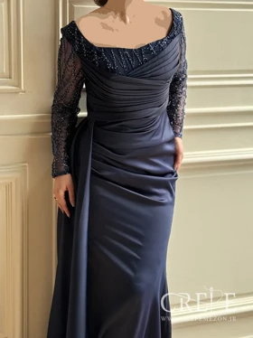 ماکسی چپ و راستی آستین کار شده نیلا