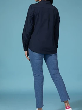 شومیز زنانه پوپلین ساده یقه مردانه کژوال ماهین