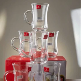 لیوان 6 عددی چای خوری کمر باریک شفاف