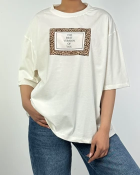 تیشرت پلنگی کد: 1400195 (سفید)