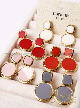 گوشواره زنانه میناکاری کد E1158 (طوسی)