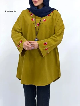 مانتو لینن گلدوزی نرگس کد 7033