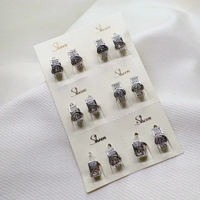 گوشواره برند شین مدل «قلب کریستالی» | آبکاری رادیوم با جلای طلا سفید