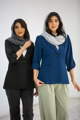 کت زنانه ژاکارد آستین دکمه