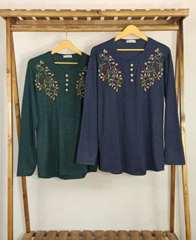 بلوز گلدوزی (سورمه ای)