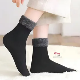 جوراب زنانه پشمی خز دار طرح کبریتی (بسته 2جفتی)