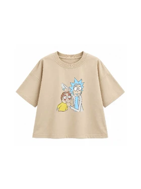 تیشرت کرم طرح Rick and Morty
