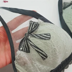 ست شورت و سوتین زنانه مدل پاپیون بدون فنر کاپ اسفنجی رنگ سبز روشن ماییلدا کد 5300-A881