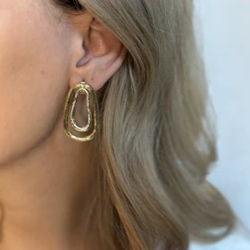 گوشواره طلایی نقره ای نامتقارن