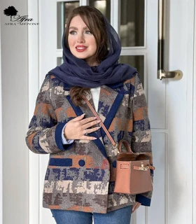 پالتو کتی شانل مخمل طرح گلیمی کد 14003561