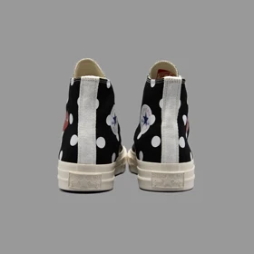 کانورس آل استار پلی خال‌خالی مشکی ساق‌دار Converse All Star Cdg Play Black Polka Dot Hightop