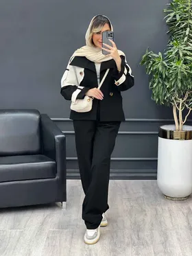 ست مانتو و شلوار ژیله دکمه دار