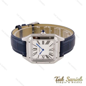 ساعت کارتیه سانتوس دومونت مردانه سیلور سرمه ای Cartier-5549-G