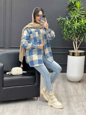 شکت دو جیب دکمه چوبی