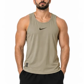 رکابی ورزشی مردانه نایک مدل Dri Fit-YC502 خاکی
