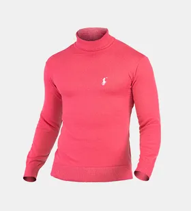 پلیور بافت مردانه یقه اسکی صورتی Polo