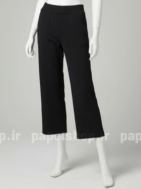 شلوار مشکی بافت نیم بگ ساده